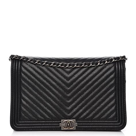 chanel chevron boy wallet on chain